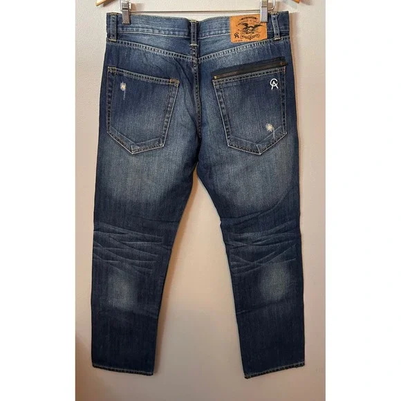Christian Audigier Mens 33x29 Distressed Blue Designer Jeans‎ Y2K Streetwear - Picture 3 of 11